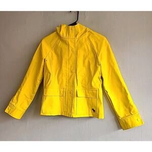 Youth XL 14/16 Abercrombie & Fitch kids rain jacket coat hooded full zip yellow